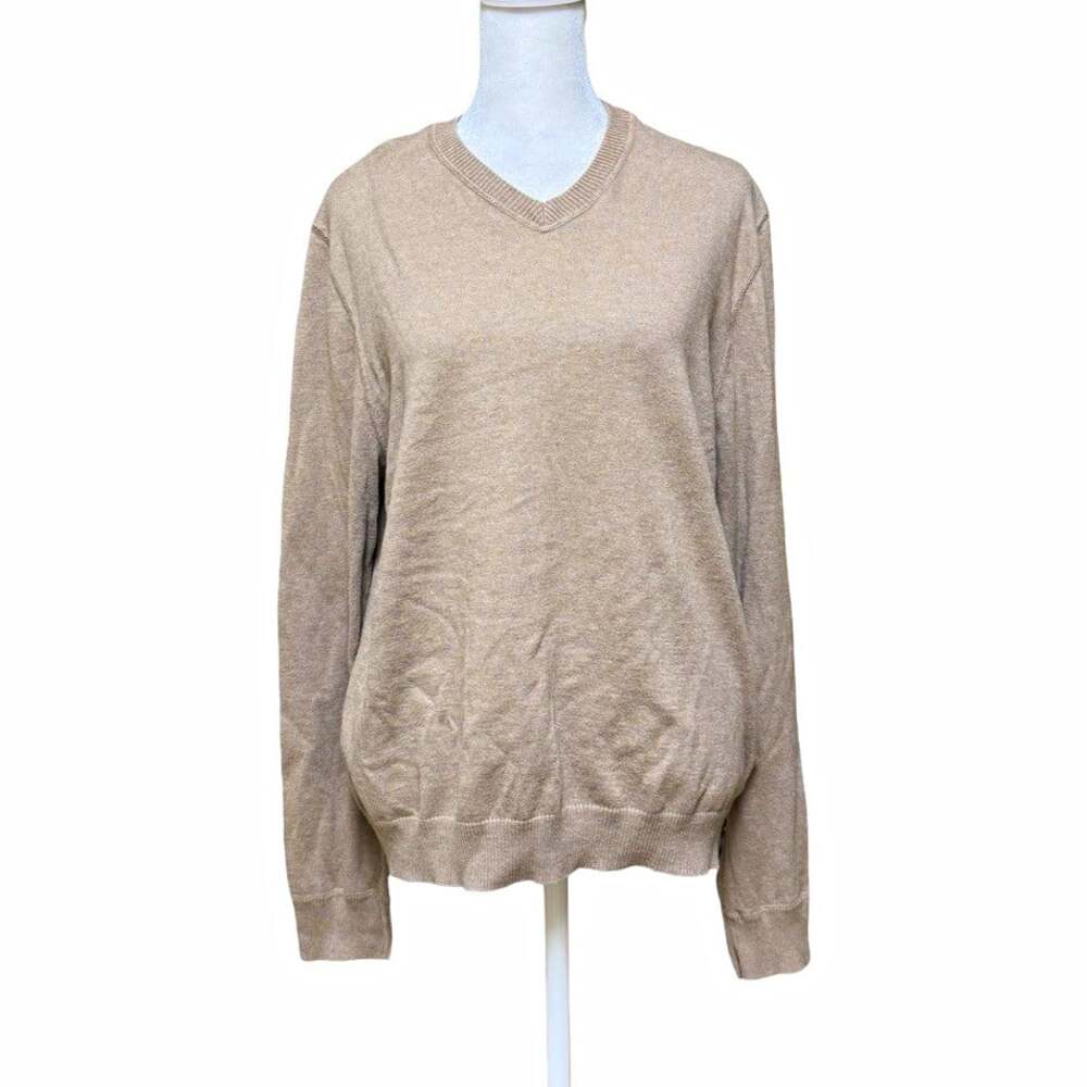 Banana Republic Cotton Cashmere Knit V-Neck Pullover Sweater Men’s M Beige
